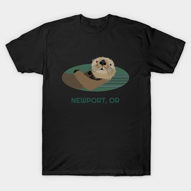 Cute Otter Newport, Oregon Coast Resident Fisherman Gift T-Shirt by twizzler3b